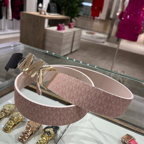 Michael Kors Reversible Logo and Leather Waist Belt - Picture 1 of 10